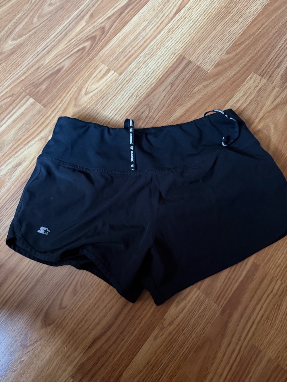 Women's Black Athletic Shorts with Drawcord Waist